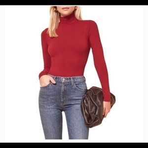 Reformation JEANS Navia Turtleneck Bodysuit